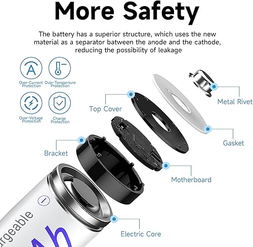 Miniatura 2 de Combo de baterías recargables AA AAA con 3000 mAh 8 unidades y pilas AAA de 1000 mAh, 8 unidades de alta capacidad de 1.2 V NiMH de baja autodescarga