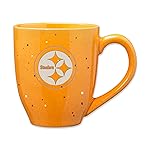Rico Industries NFL Pittsburgh Steelers Primary 16 oz Yellow Laser Engraved Ceramic Coffee Mug