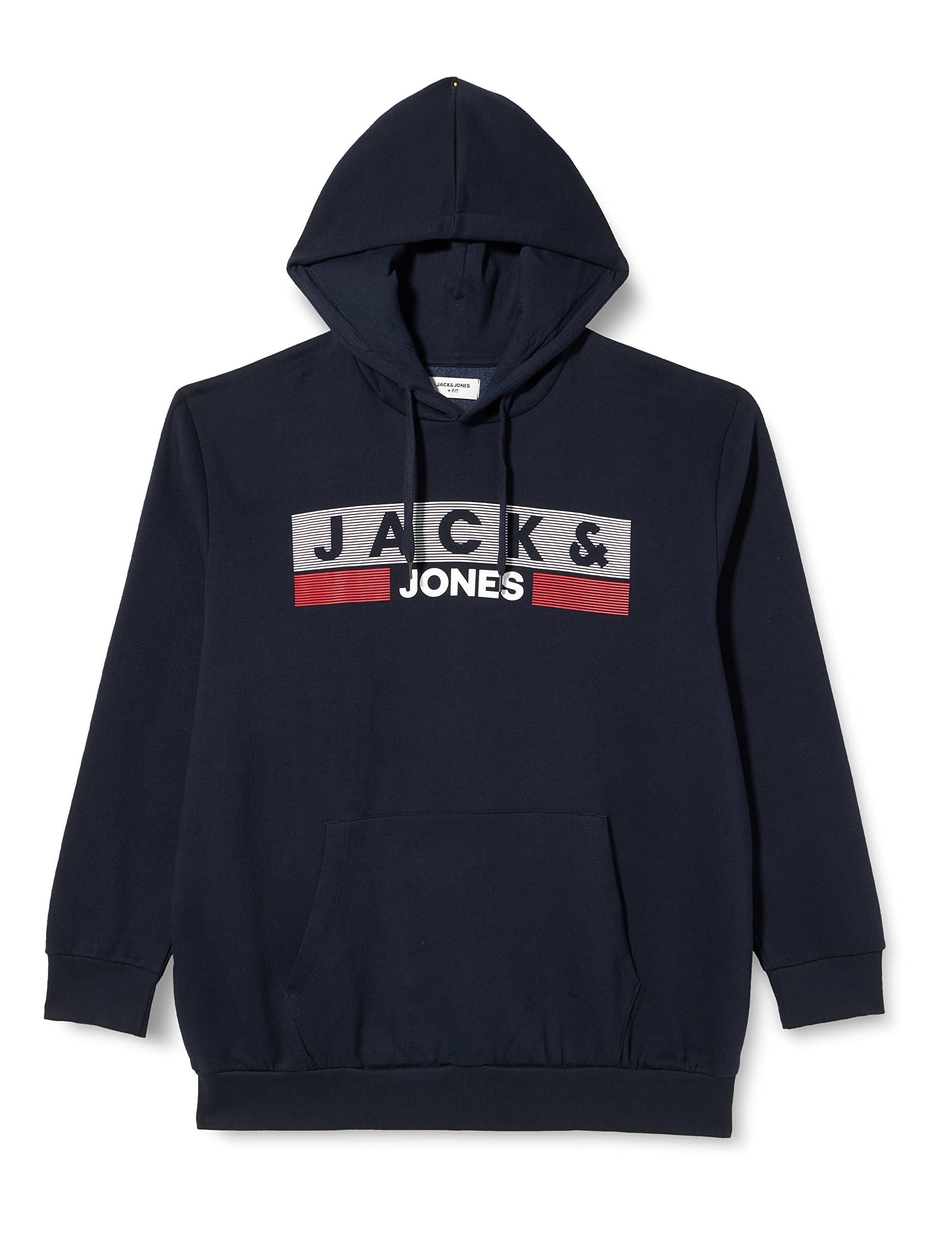 JACK&JONES PLUS Men's JJECORP Logo Sweat Hood NOOS PLS Sweatshirt, Navy Blazer/Print:Play 4, 6XL