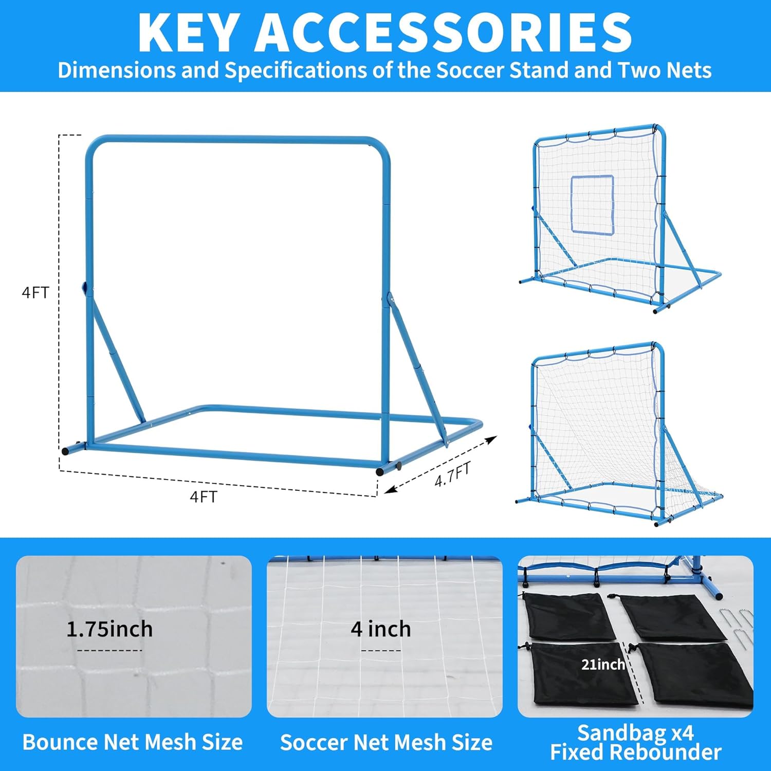Dual Mode Soccer Goal and Rebounder Net, Adjustable Angle Training Equipment, Portable Soccer Rebounder, for Backyard Practice
