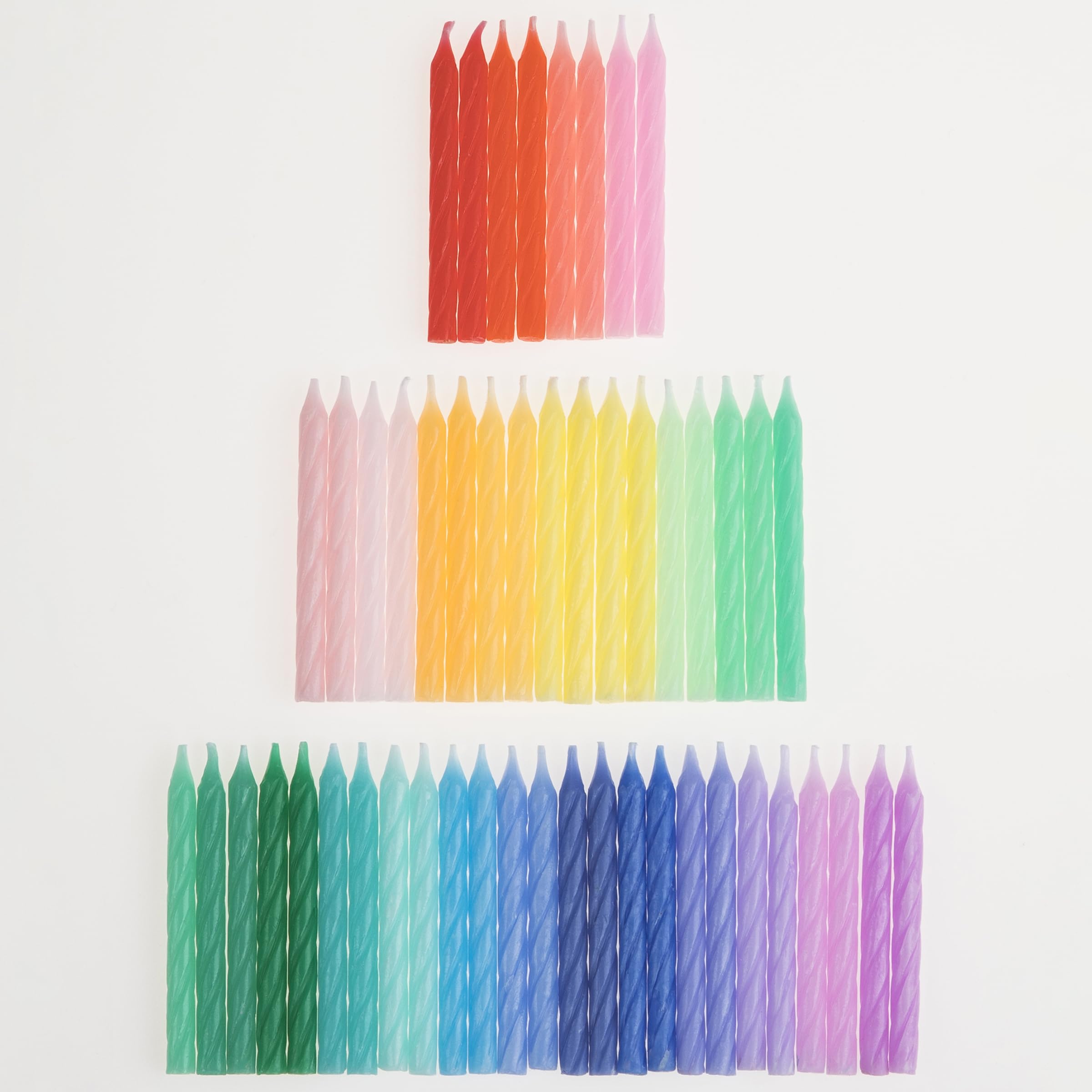 Meri Meri Lot de 50 mini bougies torsadées arc-en-ciel
