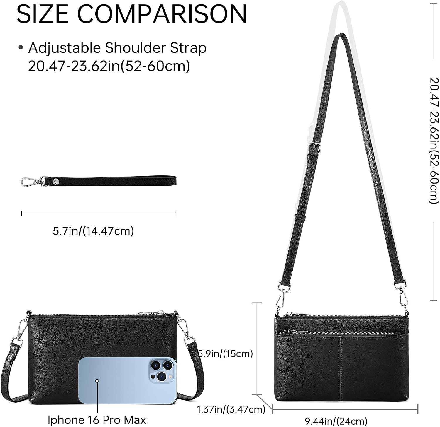 RFID Small Crossbody Purse for Women Wristlet Wallet Clutch Bag