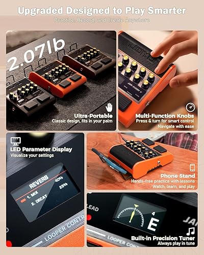 Miniatura 3 de JOYO Combo de guitarra eléctrica de 10 W, amplificador portátil de pedal multiefectos con interruptor de pie, modelos de 14 amperios, ecualizador de