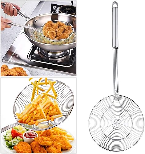 Miniatura 6 de Colador de araña, cuchara asiática de acero inoxidable con asa para freidora de cocina, pasta, espaguetis, fideos, 5.5 pulgadas