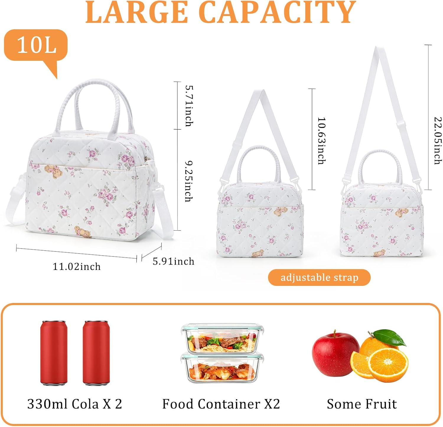 MEXS Lunch Bag for Women Reusable Lunch Box Quilted Puffer Large Capacity Insulated Cooler Tote Bags Work Travel Picnic image 2