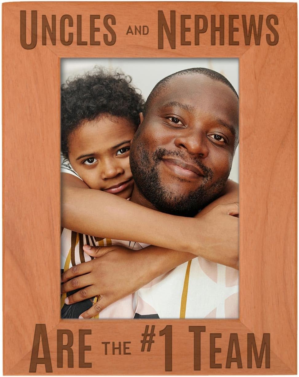 Uncle Gift Uncles and Nephews are the #1 Team Natural Wood Engraved 5x7 Portrait Picture Frame Wood
