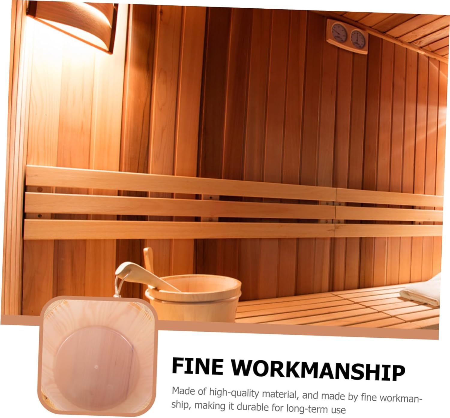 BESPORTBLE Wooden Sauna Bucket and Spoon Set Handcrafted Light Yellow Barrel with Matching Ladle for Relaxing Sauna Experience Essential Accessories