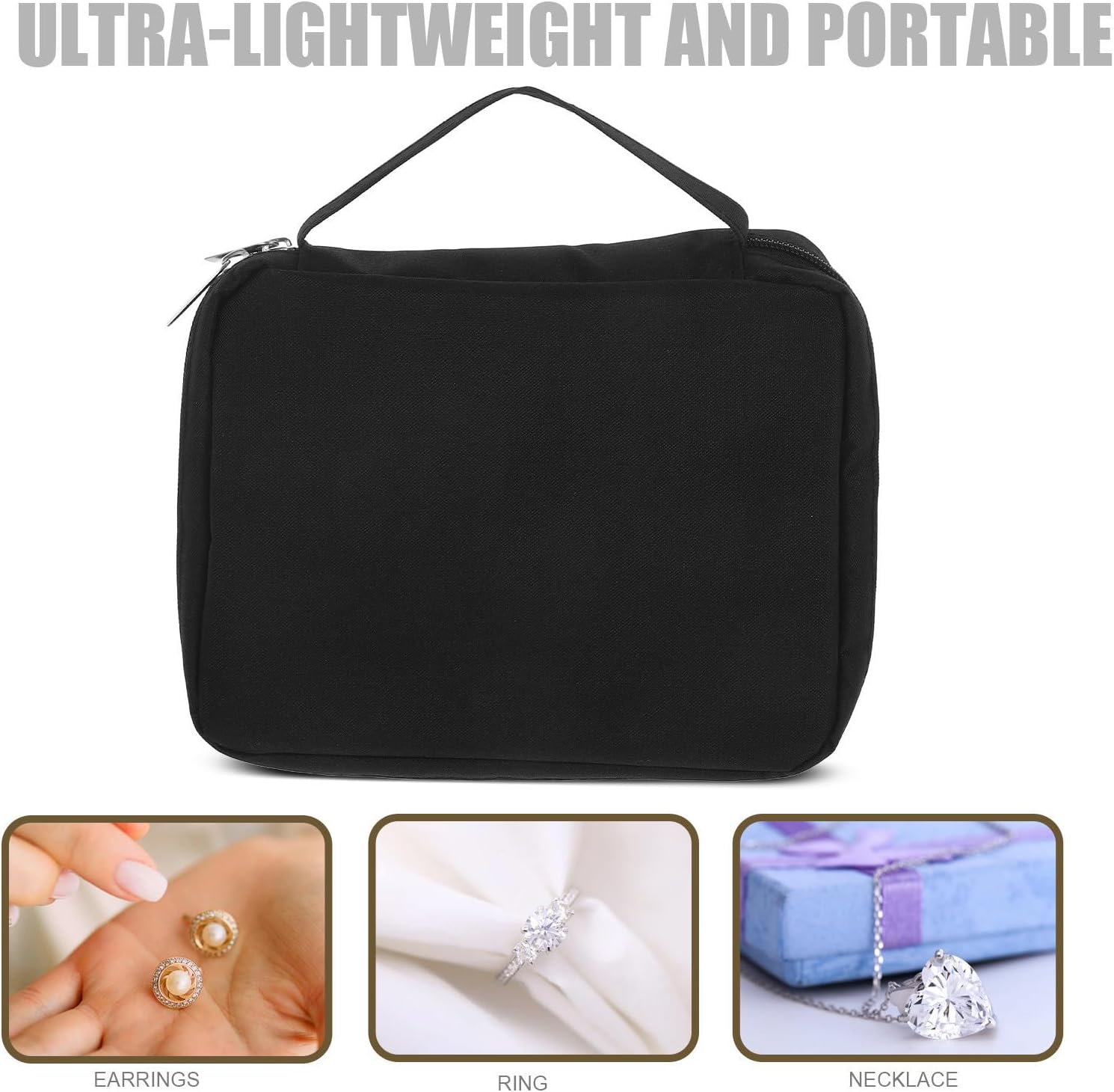 Portable Hair Clip Organizer with Hanging Design Black Polyester Hair Accessories Box Space-saving and Travel-friendly for Scrunchies and Ties