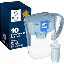Brita Small 6 Cup Water Filter Pitcher, 1 BritaPlus Filter, Stone Blue