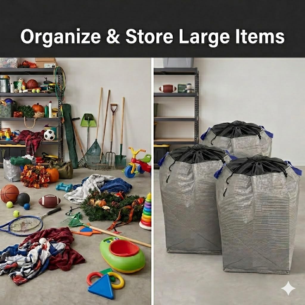66-Gallon Extra Large Moving Bags, Heavy Duty Storage Bag with Reinforced Handles for Packing, Organizing, Dorm, College Move, Waterproof Foldable Tote for Clothes & Quilts