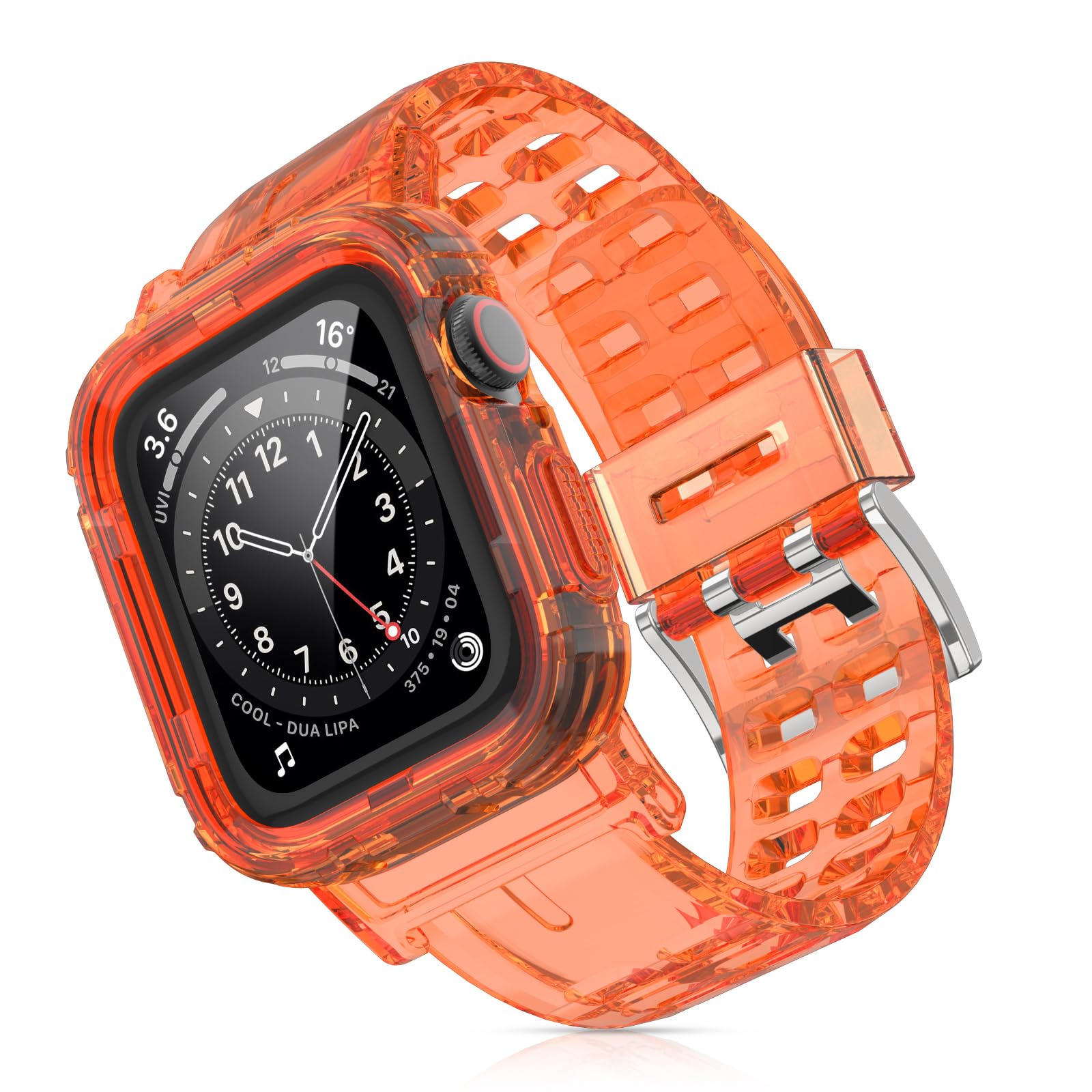 for Apple Watch Bands with Bumper 45mm 44mm 42mm 41mm 40mm 38mm Clear Jelly Sport Cover Strap Band Sweatproof Scratch Resistant Rugged Men Women for iWatch Series 11 10 9 8 7 6 5 4 3 2 1 SE