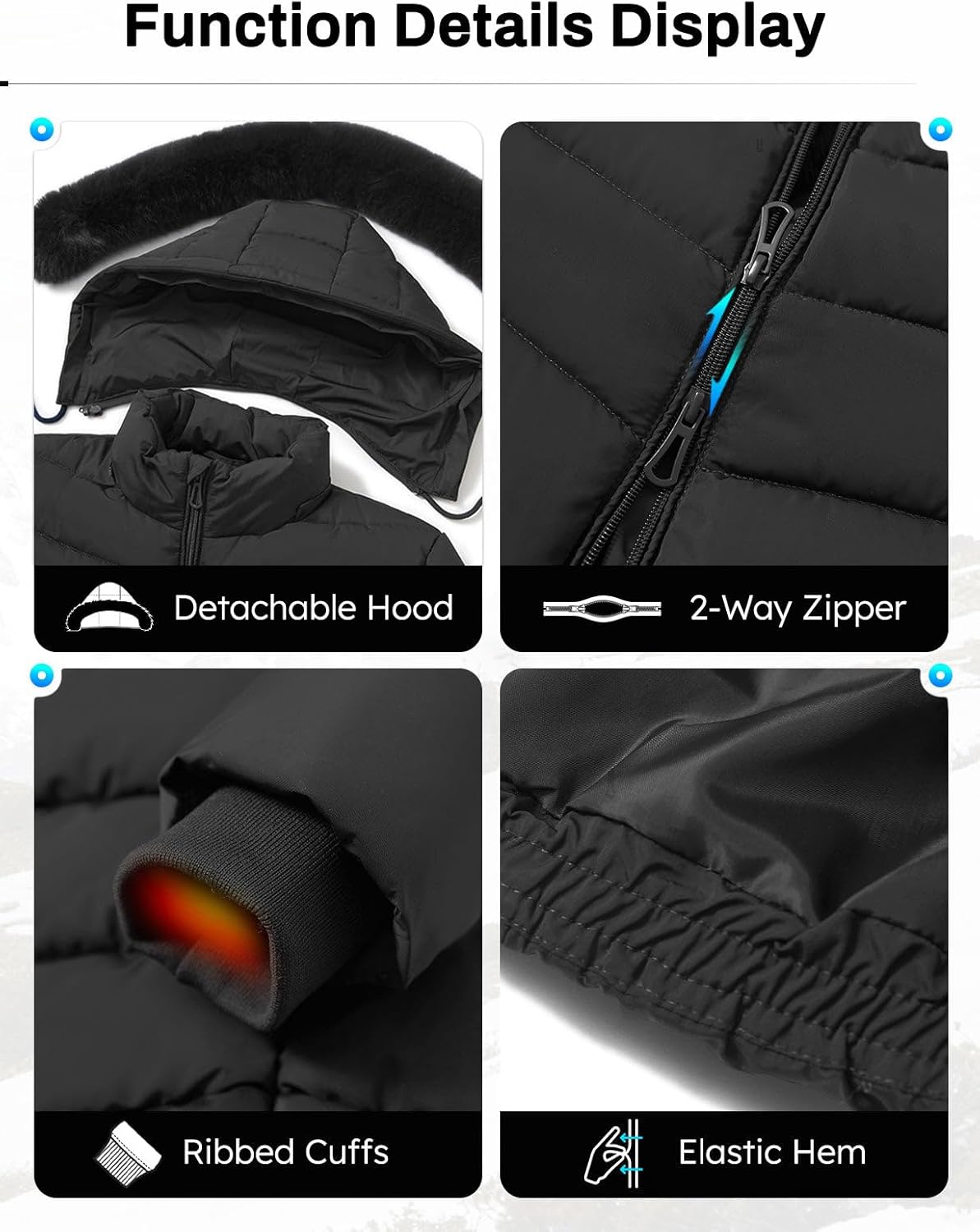 ASPO Women's Long Winter Coats Waterproof Warm Puffer Down Jacket Fleece Lined Parka with Faux Fur Removable Hood - Image 6