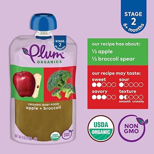 Miniatura 7 de Plum Organics Stage 2 - Alimento orgánico para bebés manzana y brócoli bolsa de 4 onzas paquete de 6