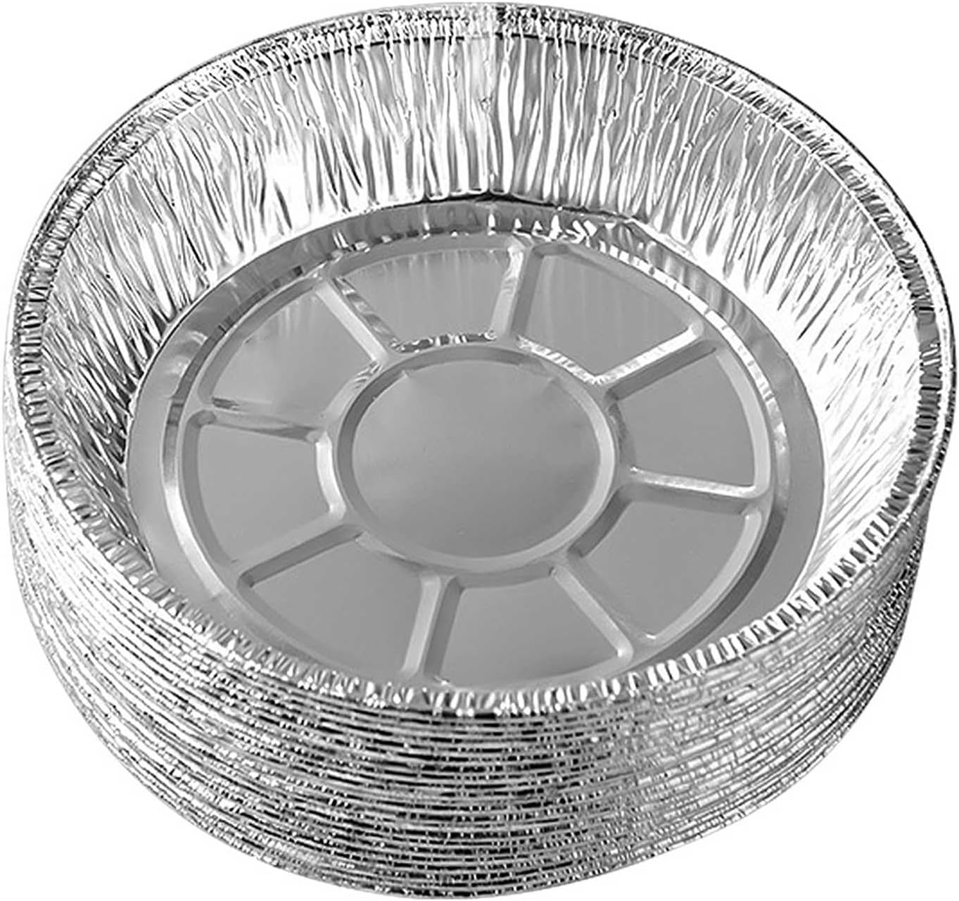 50PCS 9 Inch Disposable Aluminum Foil Plates, Round Tin Foil Pie Pans for Air Fryers, Baking, Cooking, Storage, Roasting (7 inch)