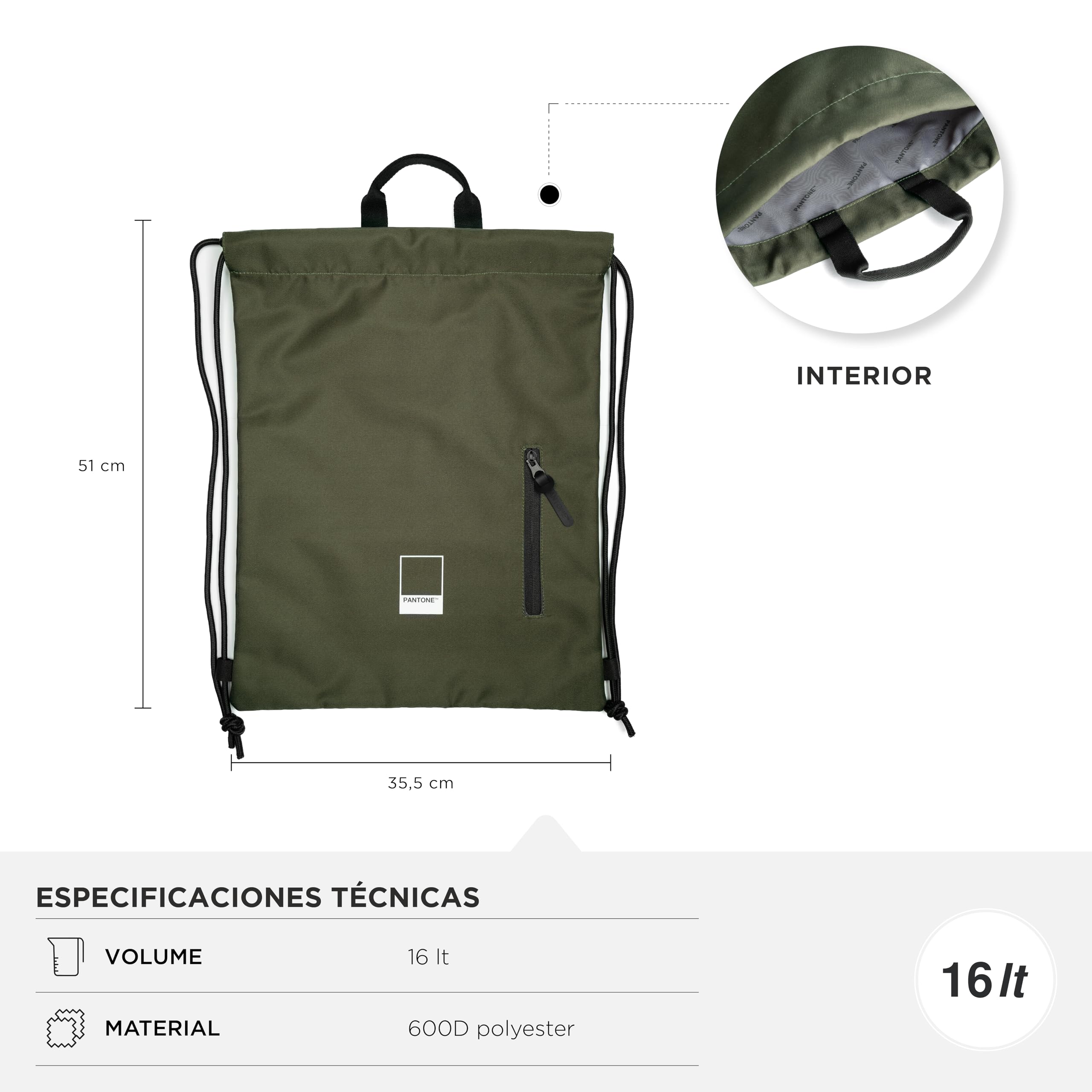 PANTONE™ Urban - uniwersalna torba sportowa 51 x 35,5 cm 16 cm wytrzymały poliester, torba gimnastyczna dla mężczyzn i kobiet ze sznurkiem, torba gimnastyczna i torba podróżna z kieszenią na suwak i
