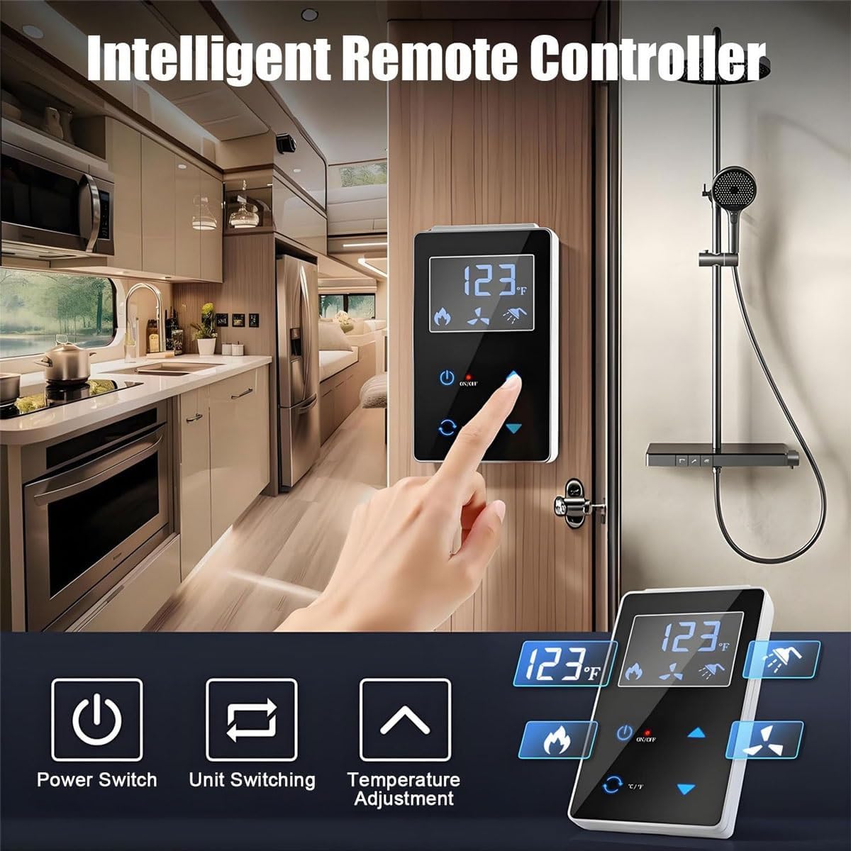 Rv Tankless Water Heater, Camper Water Heater, 65,000 Btu On-Demand Instantaneous Hot Water System,2.8 GPM Gas Hot Water Heater with 15" x 15" Door,for Rvs, Campers, and Travel Trailers(White)