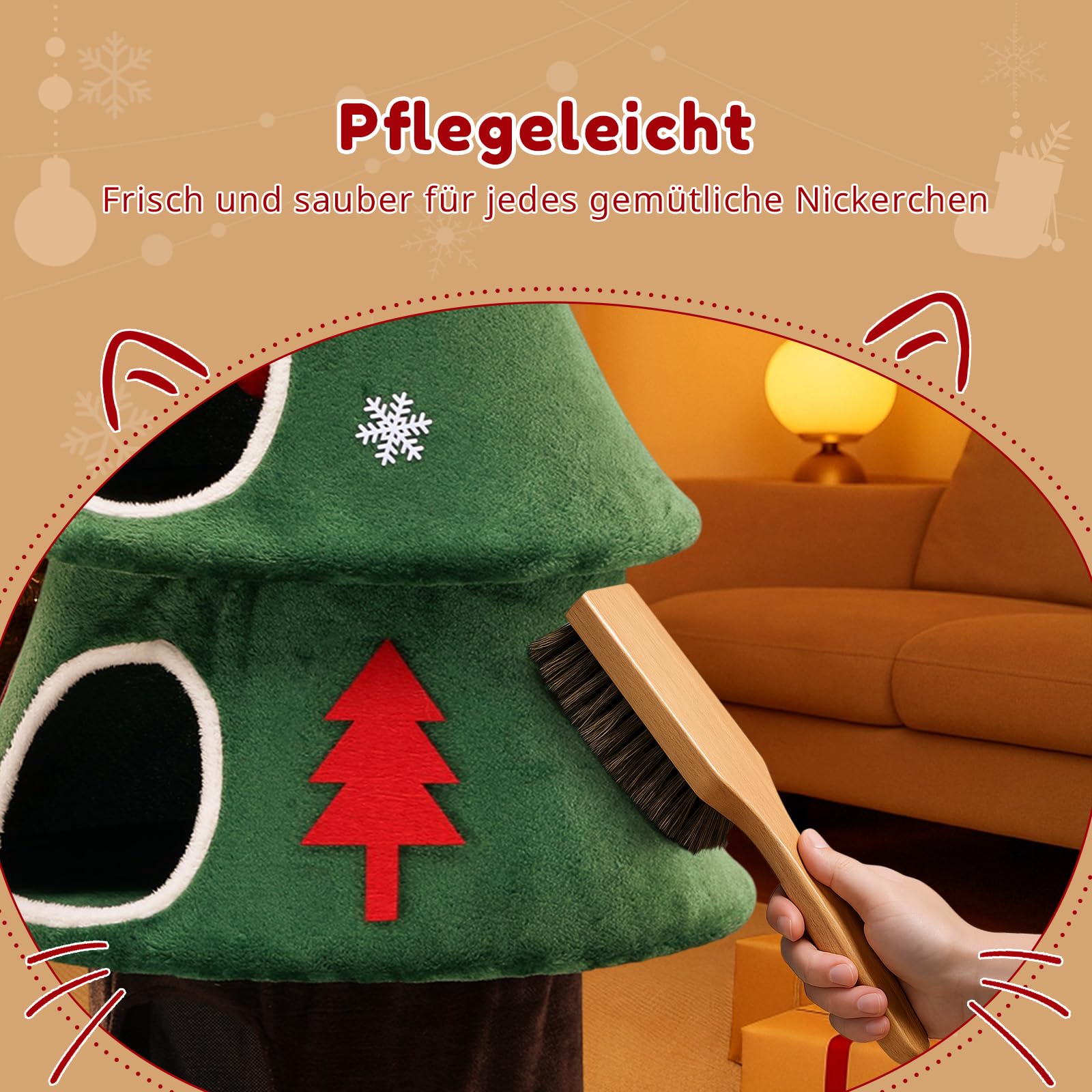 COMHOMA Kratzbaum 135 cm hoch, Weihnachtsbaum-Design, mehrstöckiger Katzenbaum mit Katzenhaus, mit Kratzsäulen Spielball Stabiler Kletterbaum für Katzen, grün
