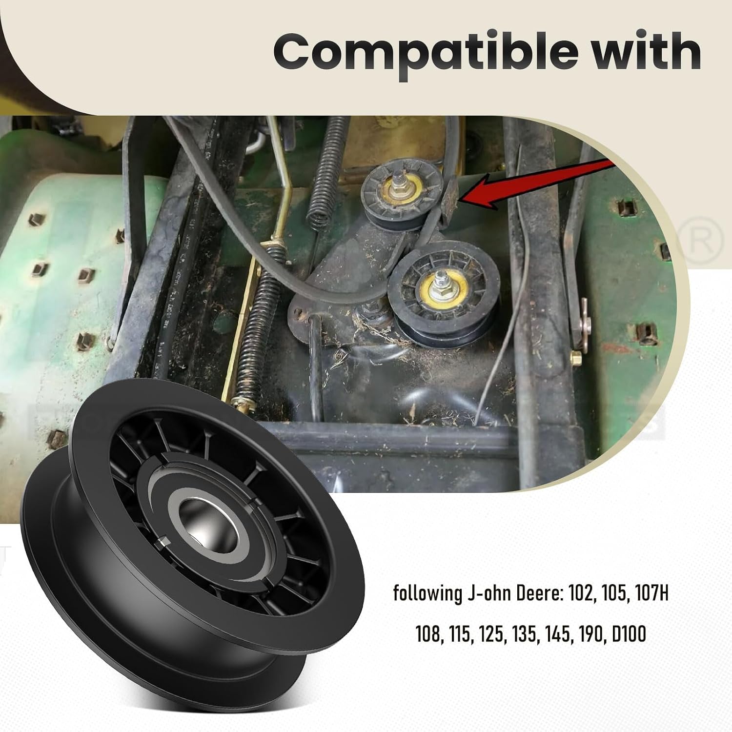 GX20286 GX20287 V-Idler Pulley & Flat Pulley Kit/Drive Belt Idler Kit for J-OHN Deere Mower Decks LA100 LA105 LA110 LA115 LA120, Replaces 1760097, 690409, 690409MA.