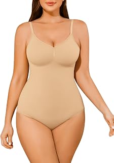 Shapewear Tummy Control BodySuit for Women V-Neck Butt Lift Seamless Body Suit with Adjustable Straps