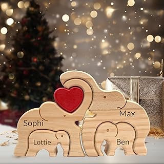 Bärenfamilie Personalisiertes Holzkunst-Puzzle mit 1-8 Namen, Personalisiertes Mama, Papa und Familie, Personalisiertes Holzpuzzle (Stil3)