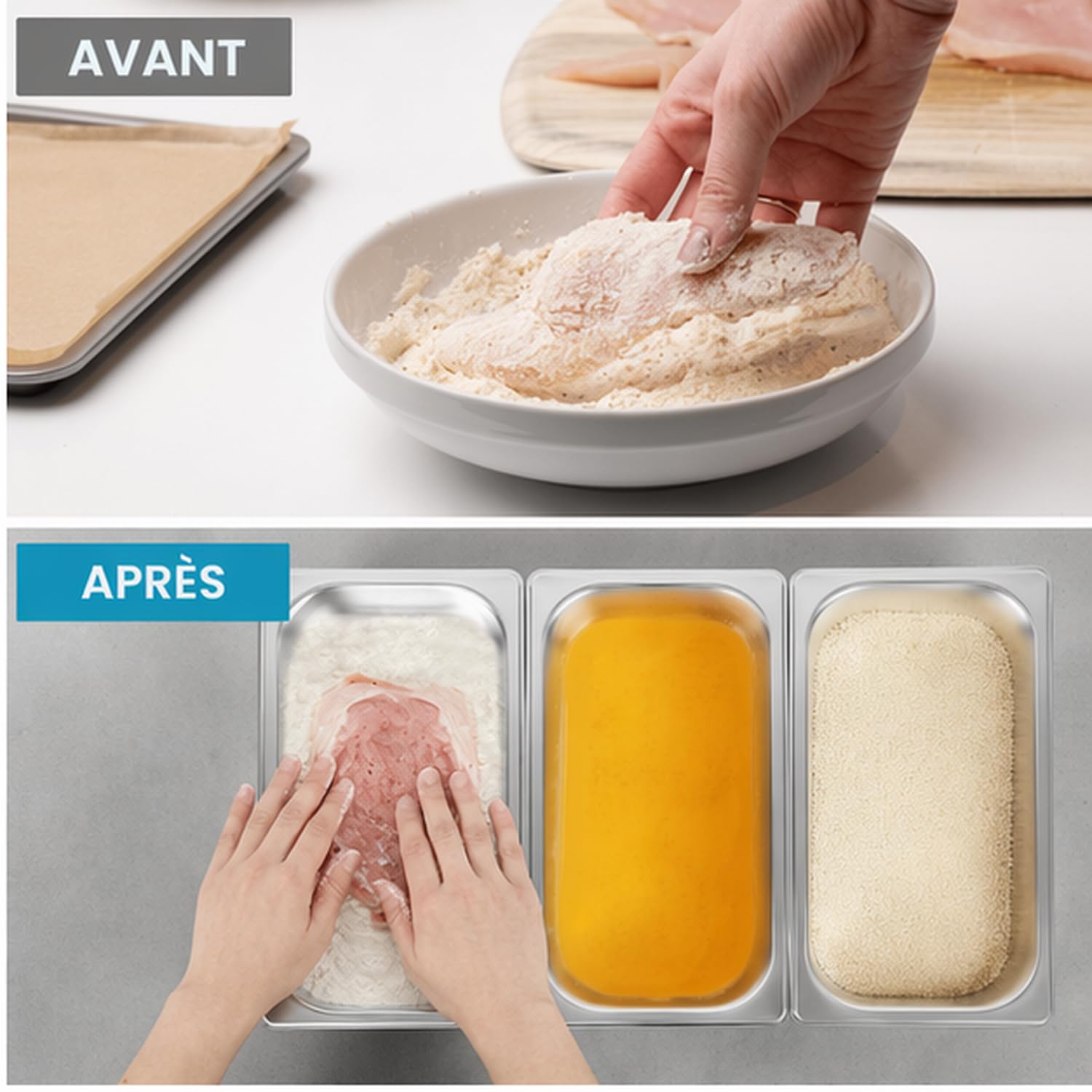 Lot de 3 Bac de Cuisson en Inox 32,5 x 17,5 x 6,5 cm Plateau Inox pour Pâtisserie Gratin Frites