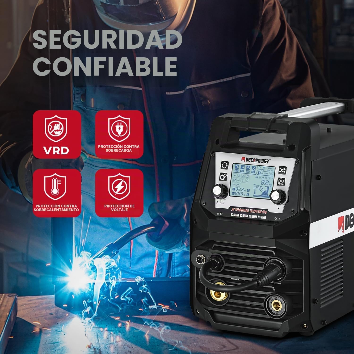 Decapower equipo para soldadura estación de soldadura 200A MIG con gas y sin gas MAG MMA TIG alambre relleno 4 en 1 mig con accesorios (XTRAMIG ARES)