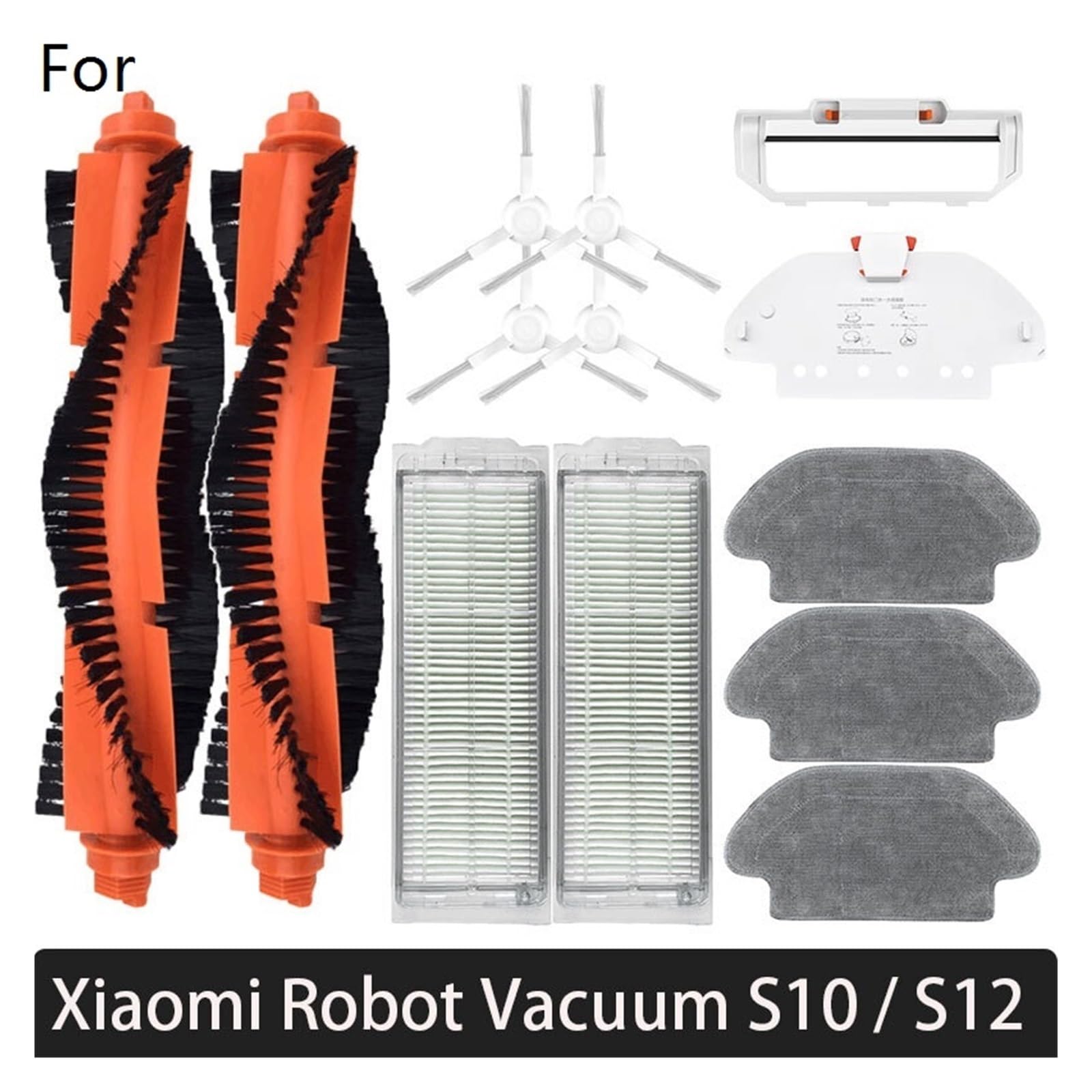 Fregona con Filtro De Cepillo Lateral Principal, Compatible con Xiaomi S10 S12 T12 B106GL/ Mop 2S XMSTJQR2S / 3C B106CN, Accesorios De Piezas De Robot Aspirador(20PCS B)