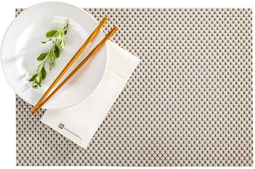 Restaurantware Amalfi - Juego de 6 manteles individuales de plástico de 16 x 12 pulgadas para exteriores, diseño de piedra caliza, sin manchas,