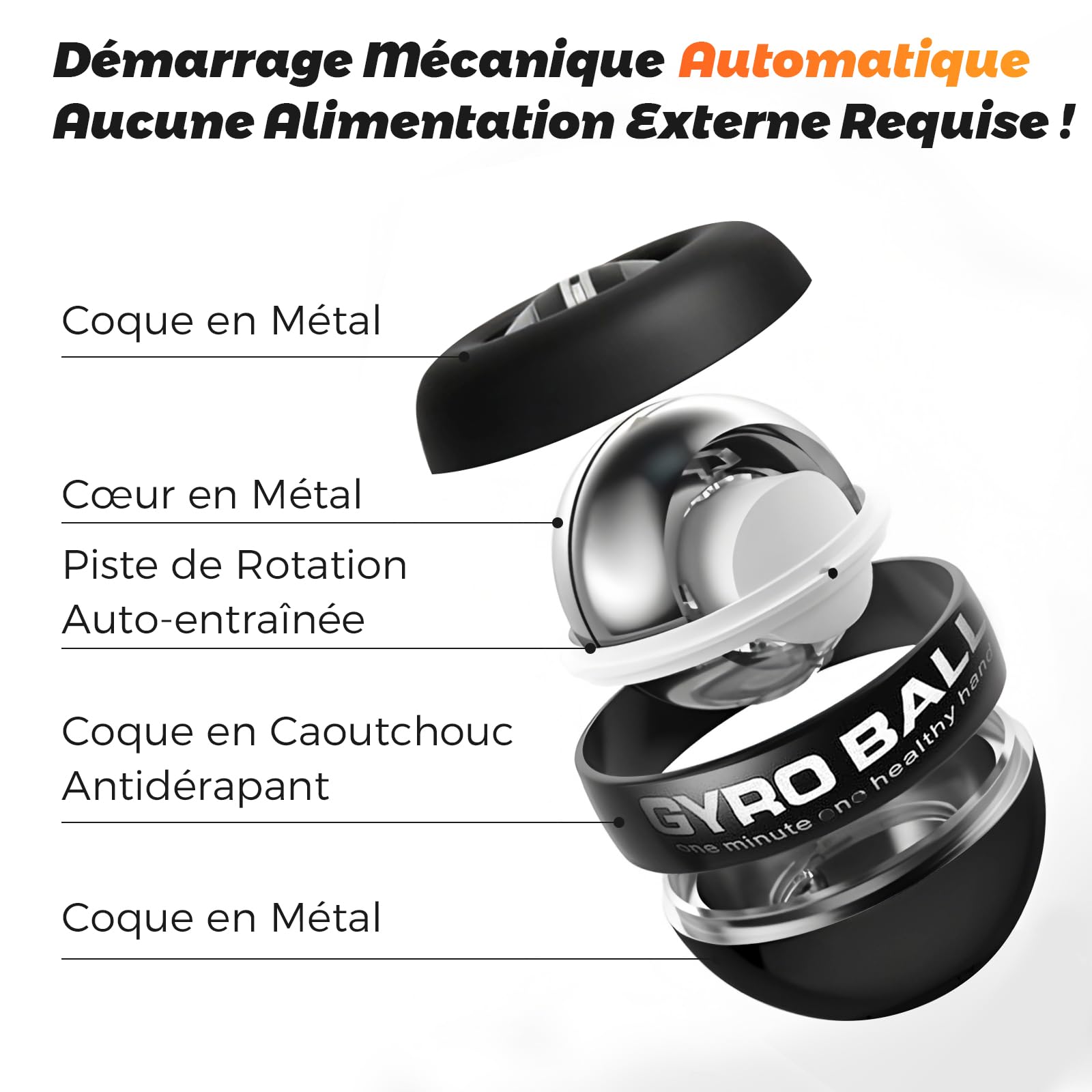 Gyroball - Housse de protection pour entraînement à 5 niveaux, pour renforcer les bras, les doigts, le poignet