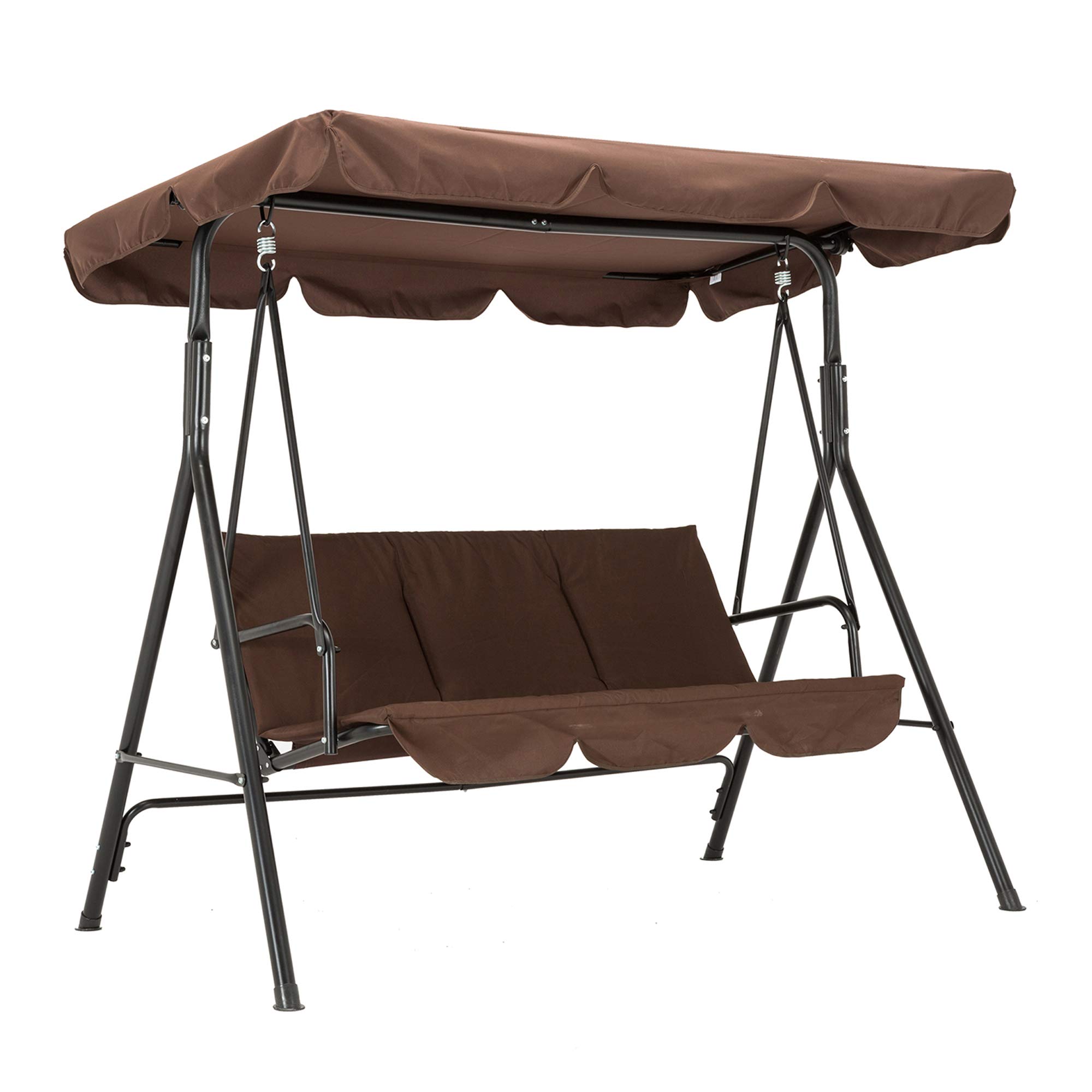 M MCombo Balançoire hollywoodienne 8003BR, balançoire de Jardin, 3 Places (Marron)