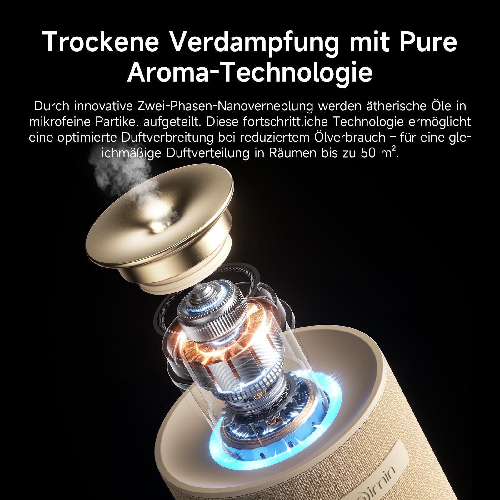 Aroma Diffuser Kabellos mit Akku, Wasserloser Auto Diffuser für Ätherische Öle, 2 Modi mit Start-Stopp-Automatik für Auto & Zuhause, Passend für 5/10/15ml, Creme-Weiß