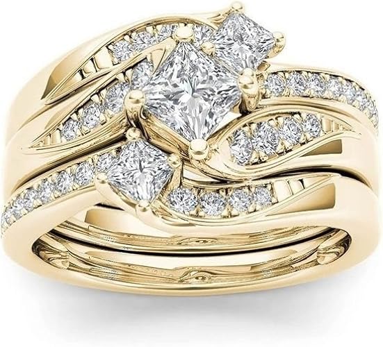 Promise Rings,Three in One Wedding Band Set,Diamond