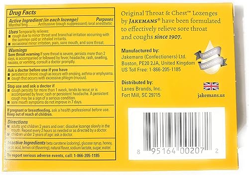 Miniatura 3 de Jakemans Honey and Lemon Throat & Chest Lozenges Cough Drops  Cough, Sore Throat and Seasonal Distress Soothing Relief  Liquid Drop Shape  24 Count