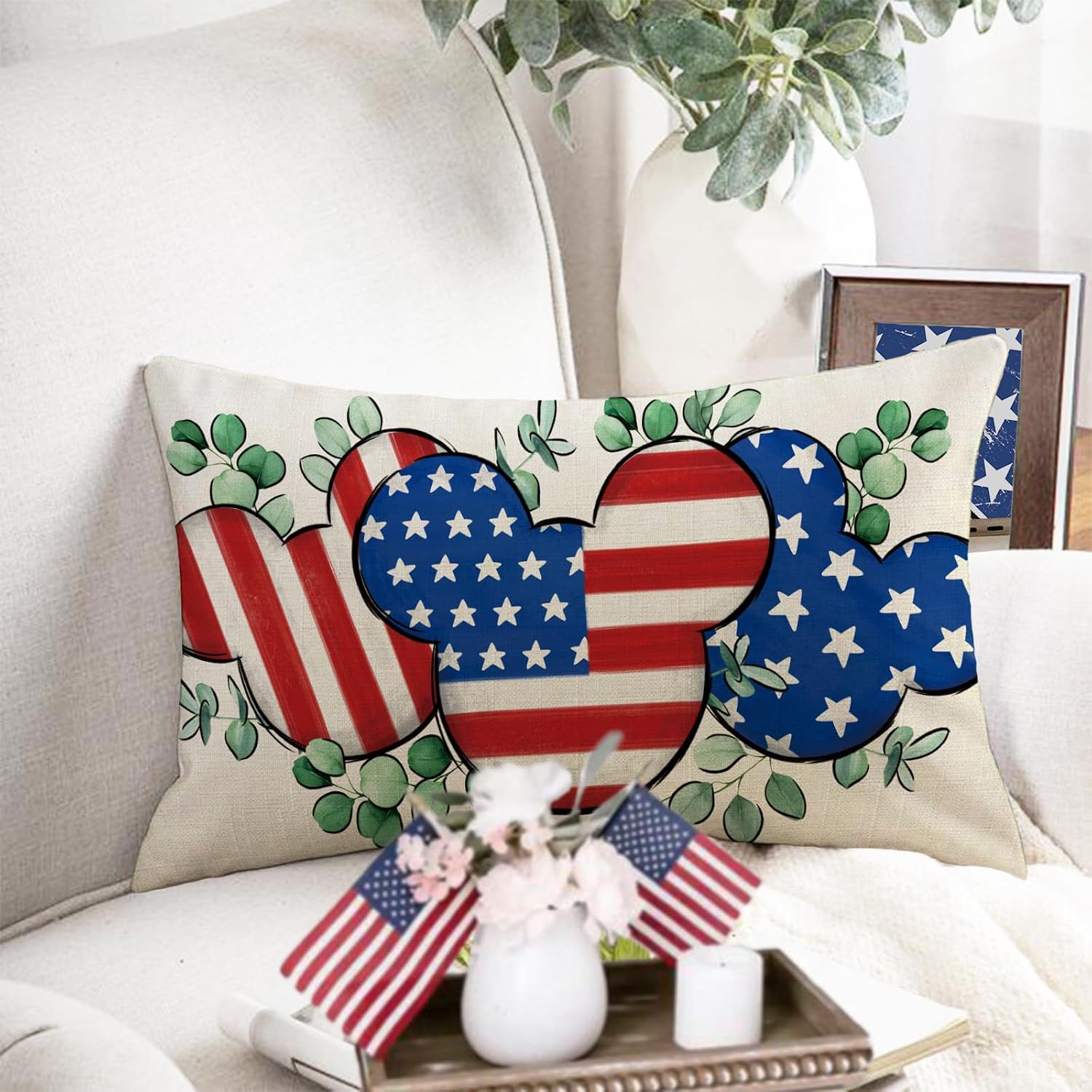 4th of July Patriotic Lumbar Decorative Throw Pillow Cover 12 x 20 image 5