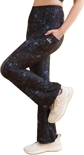 The Dance Bible Women High-Rise Flared Track Yoga Pants with 2 Side Pockets