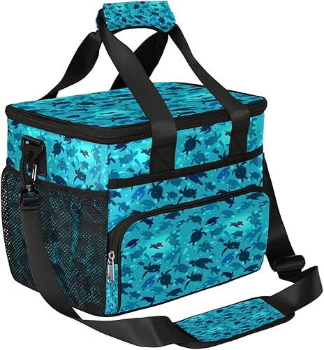 AUUXVA Lonchera térmica con aislamiento color verde azulado tortugas marinas lonchera náutica a prueba de fugas bolsa grande reutilizable para