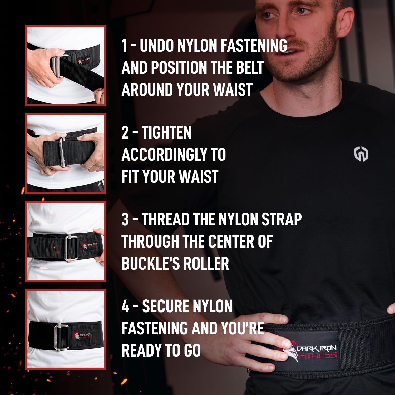 Dark Iron Fitness Cintura autobloccante per sollevamento pesi, piccola