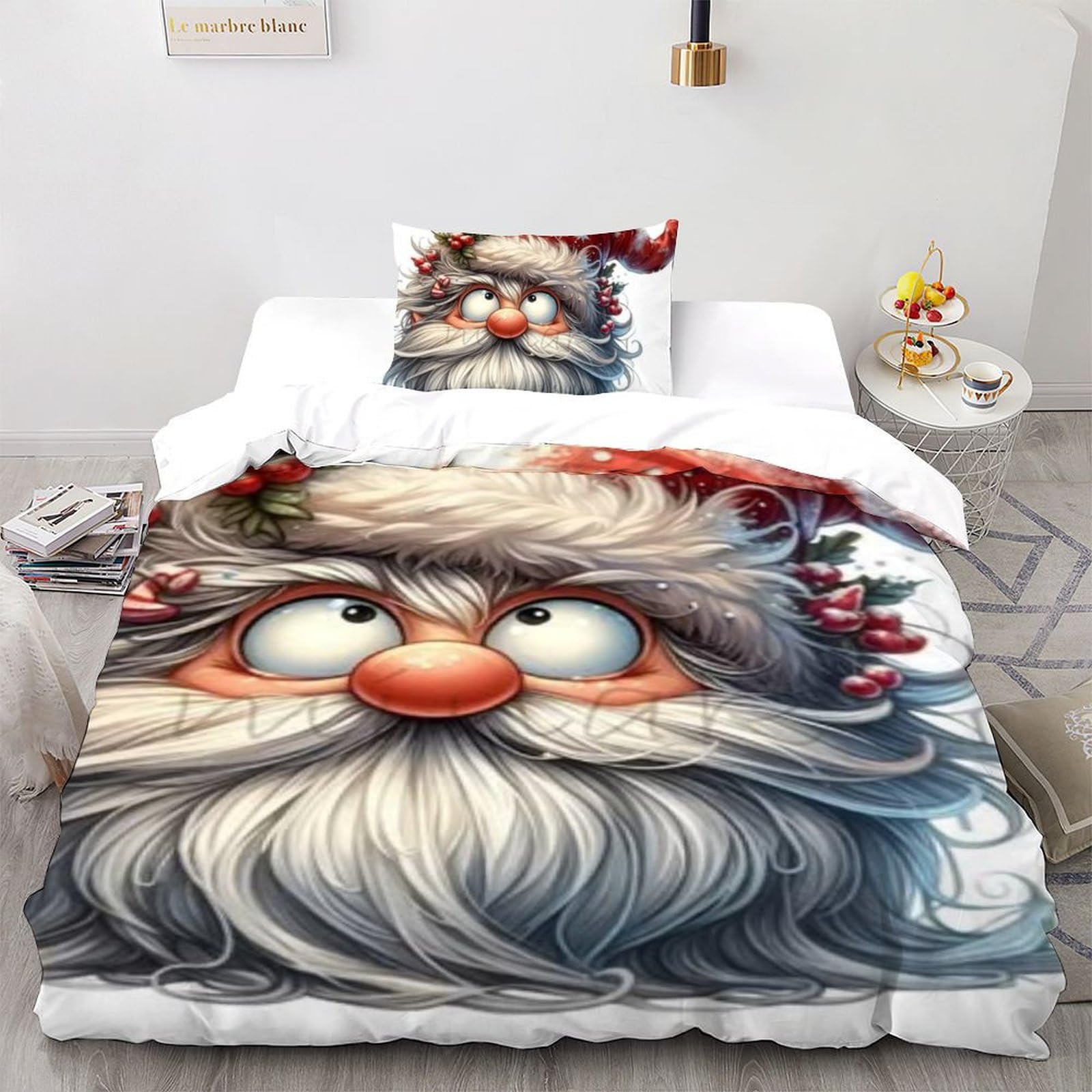 Housse de couette Single Père Noël en microfibre 135x200 cm