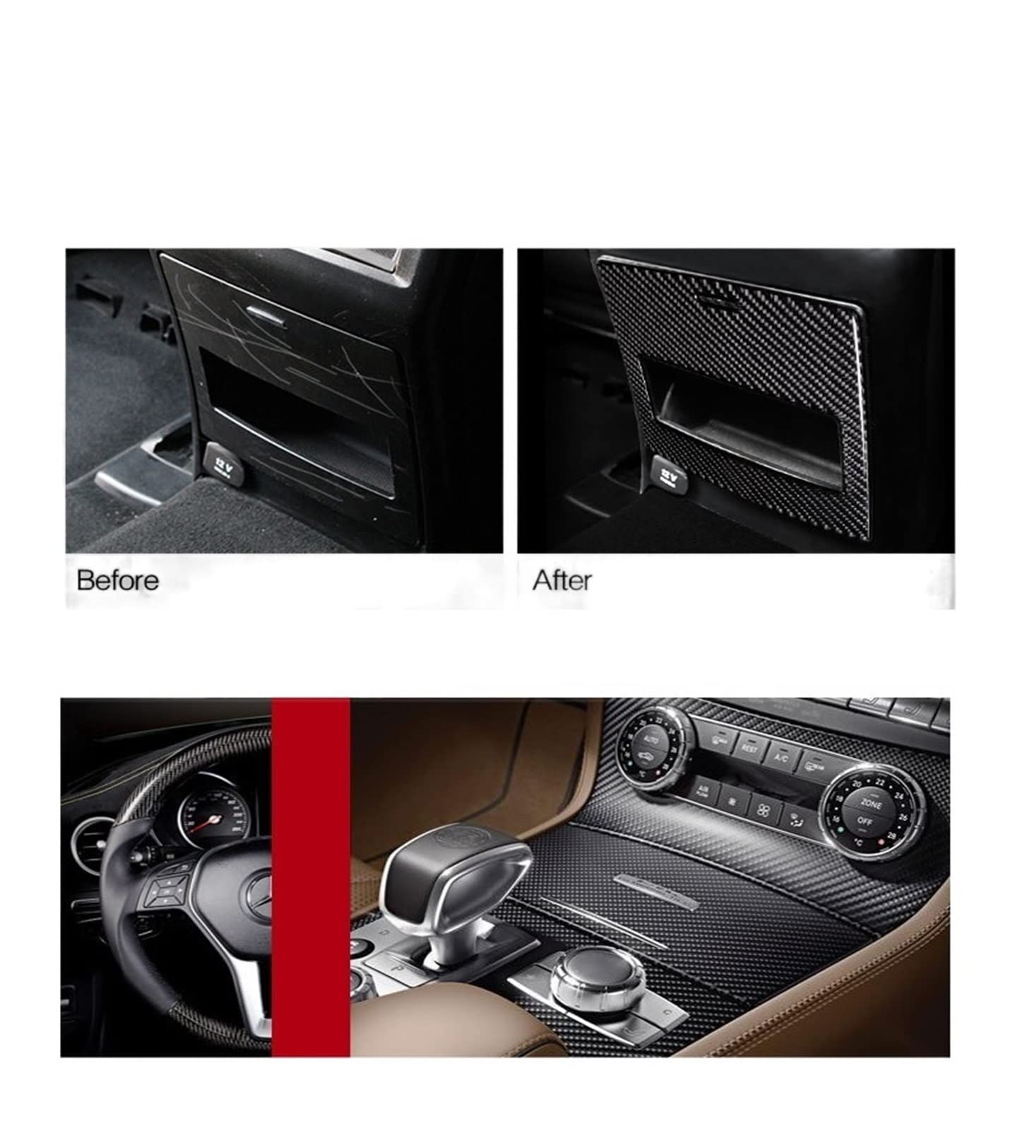 Pasuje do Mercedes Benz W166 X166 ML GL GLE GLS schowek na tylne siedzenie samochodu Panel pokrywa osłonowa Anti-Kick naklejka Auto akcesoria do przycinania straż zestawy naklejek