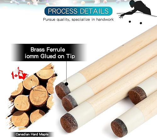 Miniatura 3 de Juego de taco de billar de arce de 58 pulgadas, 19 oz/20 onzas, punta de 0.512 in, palo de billar profesional de madera dura de arce canadiense 567
