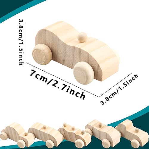 Miniatura 2 de Haconba 30 piezas de juguetes de madera para automóvil, automóviles de madera sin terminar pintados, mini automóviles de madera para estudiantes,