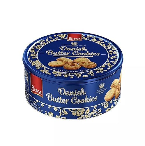 Christmas-Edition Bisca Dansk - Surtido de galletas de mantequilla danesa de 4 libras, paquete de 2