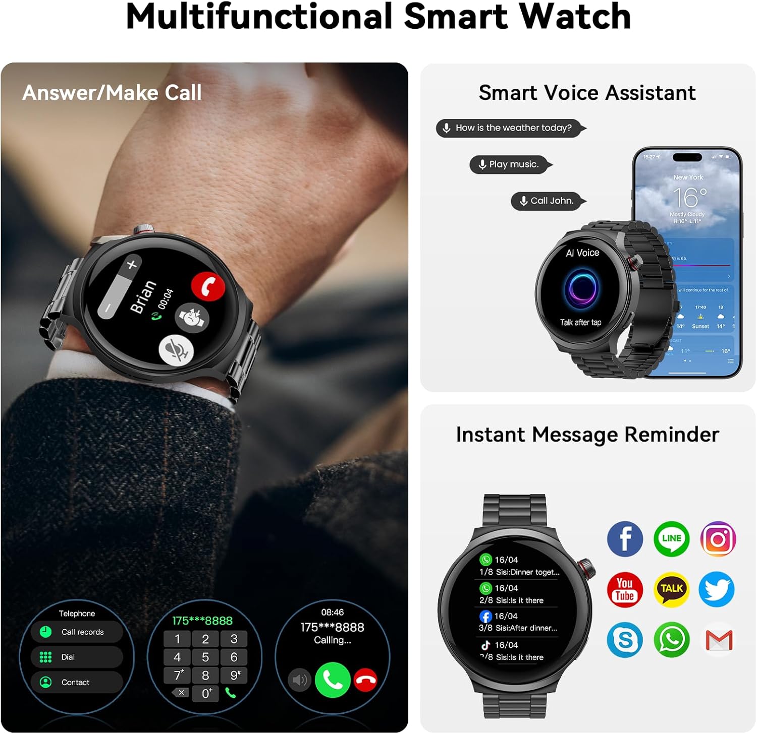 AMAZTIM Smart Watch for Men, 1.85" Ultra-Large HD Display, 120-Day Battery Life with 1000mAh Charging Case, Military-Grade Materials,Answer/Dial Calls, 24/7 Heart Rate & Sleep Monitor,Android & iOS - Image 7