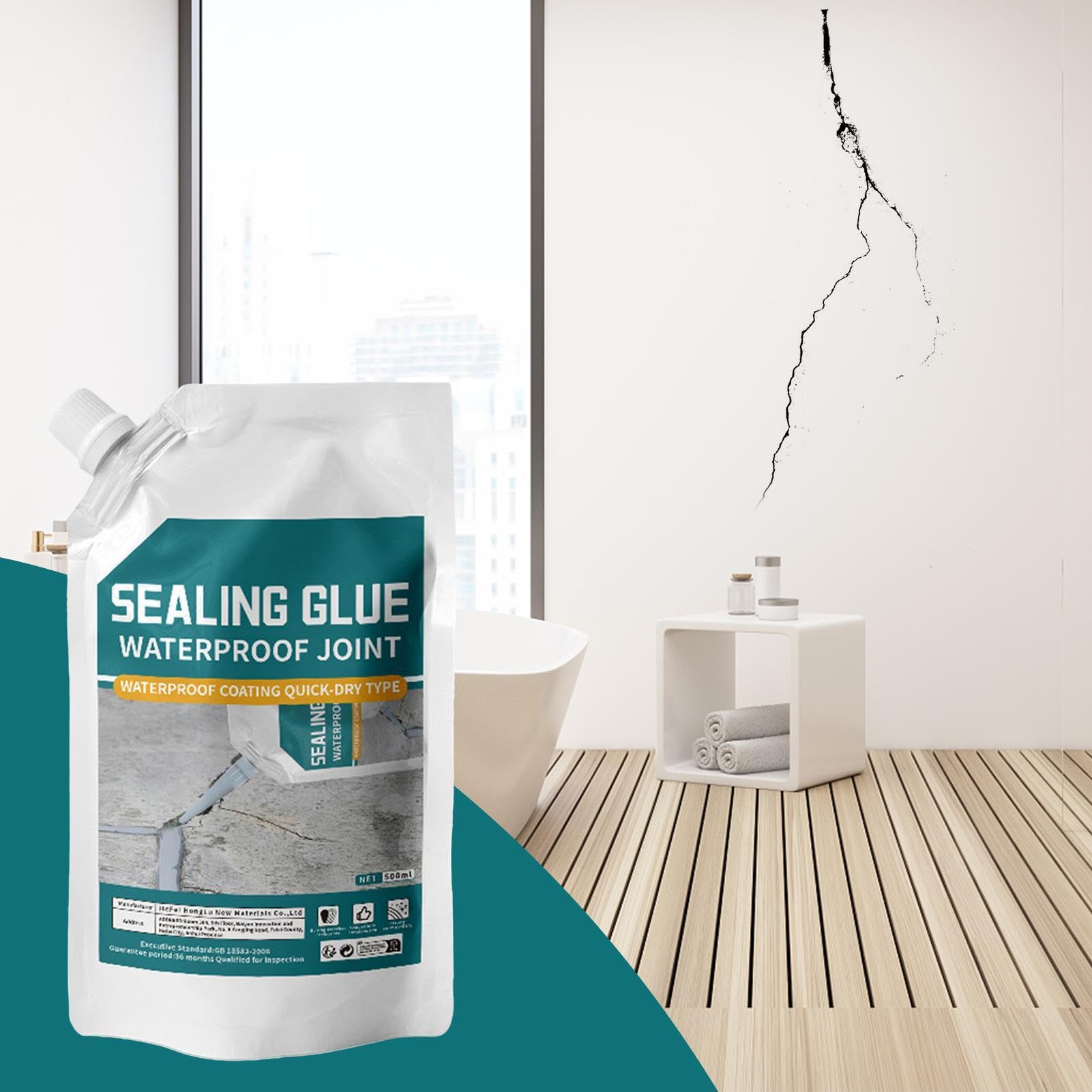 Riempitivo per Crepe Calcestruzzo 500ml, Stucco per Cemento e Muratura, Riparazione Lastre con Adesivo Forte, Sigillante Impermeabile e Antigelo per Esterni, Ideale per Tetti Pavimenti Davanzali