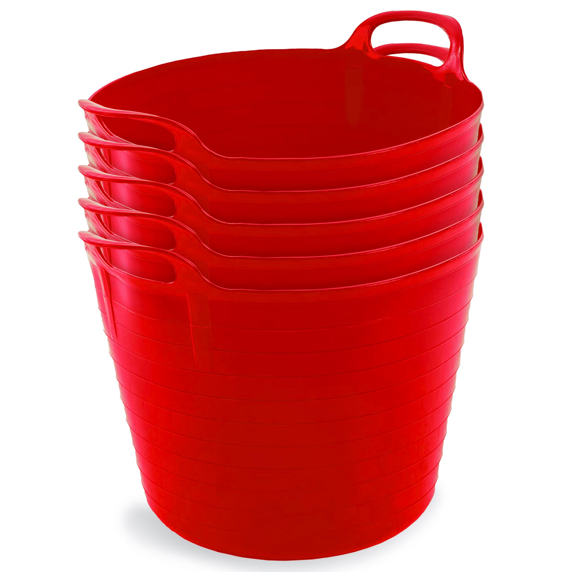 Neat Plastics 42L Flexi Tubs 5 Packs - Versatile Large Garden Tubs with Handles, Handy Builders Buckets Heavy Duty, Ideal Bath Bucket & Flexi Bucket, Durable Flexible Buckets for Home & Garden (Red) — image 1