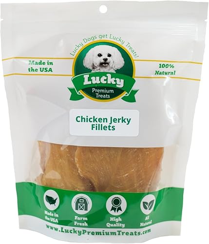 Lucky Premium Treats Filetes de carne seca de pollo - Golosinas de pollo para perros hechas con pechuga de pollo deshidratada magra en rodajas (7