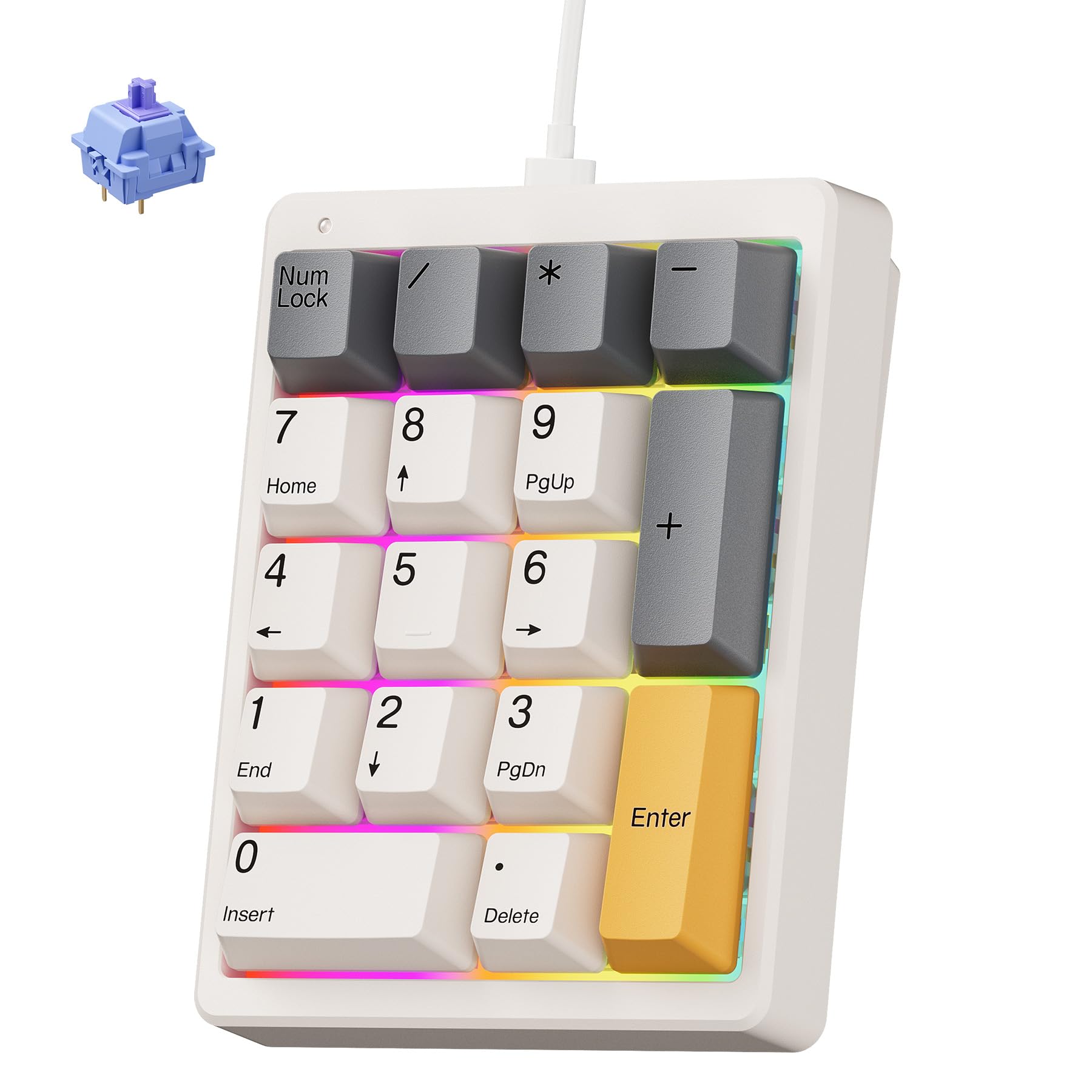 Kisnt MF17 Pavé numérique mécanique filaire, QMK/VIA programmable, 17 touches remplaçables à chaud, rétroéclairé RVB avec touches PBT pour ordinateur portable, MacBook, PC, claviers compacts (beige