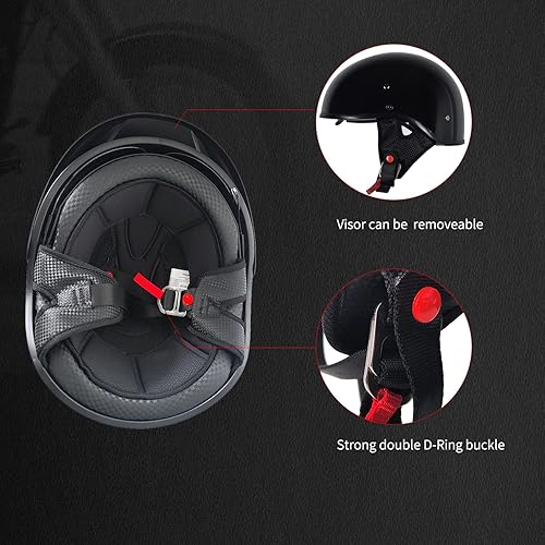 Miniatura 4 de CHCYCLE Medio casco de motocicleta para hombres y mujeres con protector solar, casco de motocicleta vintage para motocicleta Cruiser Scooter