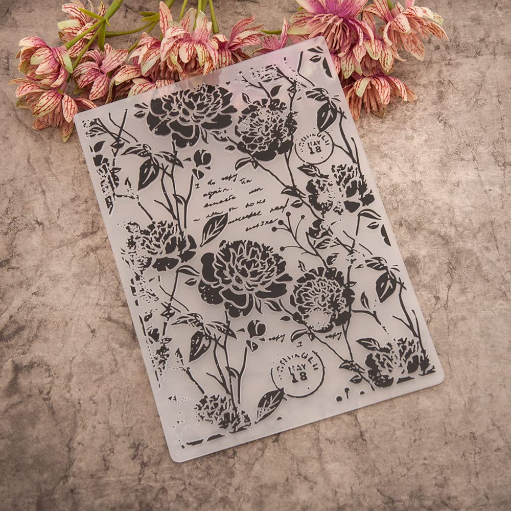 Dossier De Gaufrage Plastique - Motif Tourbillons Et Fleurs - 12,7x17,8 Cm - Pour Scrapbooking, Cartes