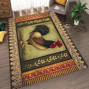 Amazon.com: Soyalie Multicolor Rooster Area Rug for Living Room Luxury ...